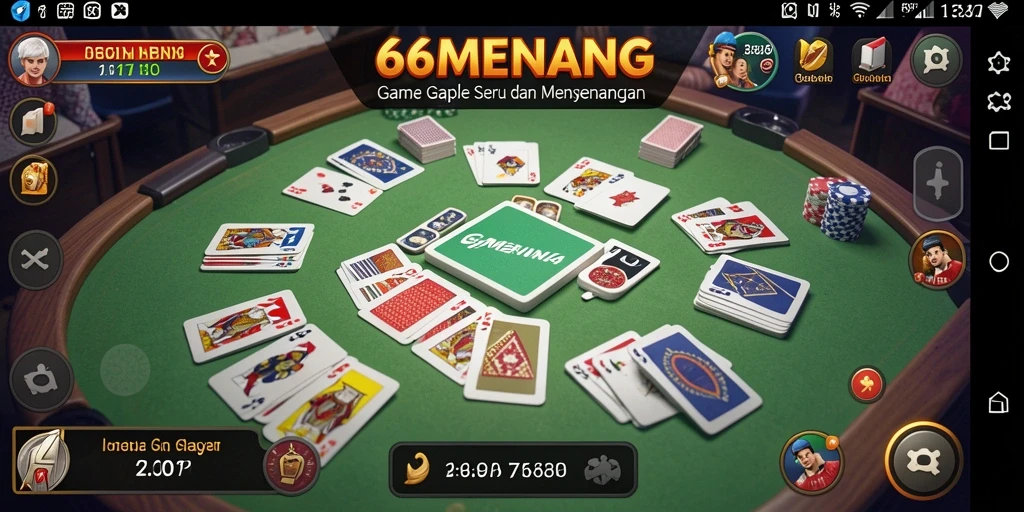 Tampilan gameplay seru di 66MENANG dengan fitur Gaple interaktif.