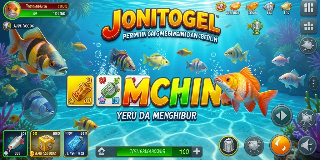Tampilan gameplay JONITOGEL yang seru dengan aksi memancing nyata.