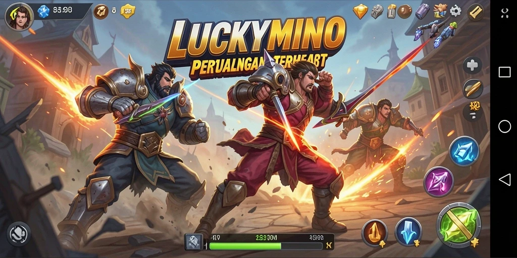 Gameplay seru LUCKYMINO dalam pertempuran Battle Royale.