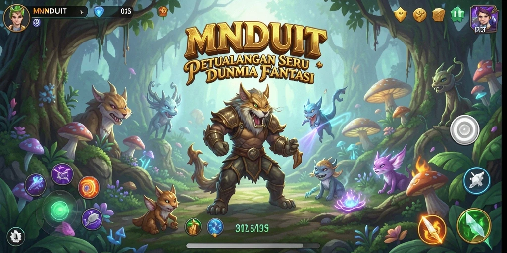 Tampilan gameplay MNDUIT dengan pemandangan dunia petualangan yang epik.