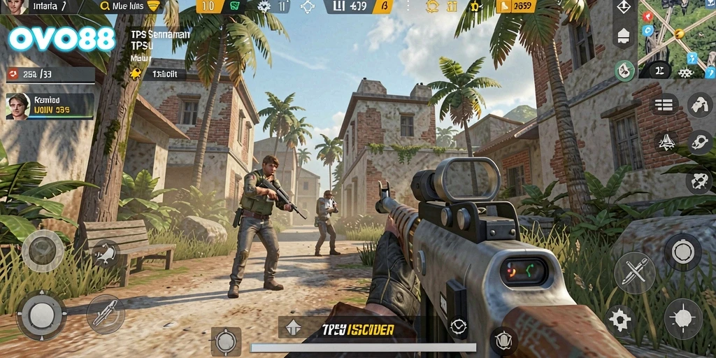 Screenshot gameplay OVO88 menampilkan aksi pertempuran seru.
