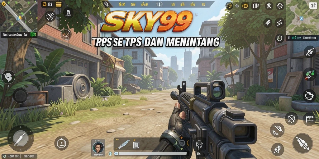 Tangkapan layar utama SKY99 menampilkan aksi seru gameplay TPS.