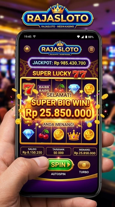 Tampilan antarmuka pengguna aplikasi rajasloto.